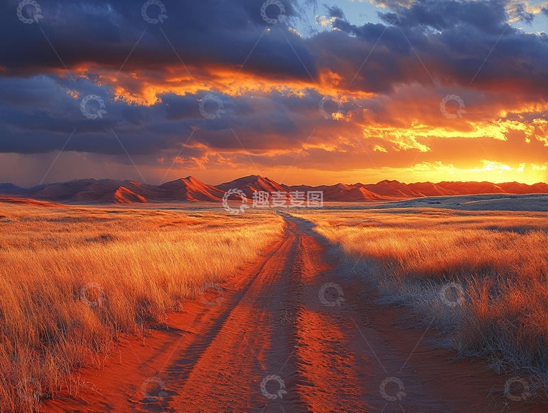 高清大图下载【趣麦麦图】草原黄土路