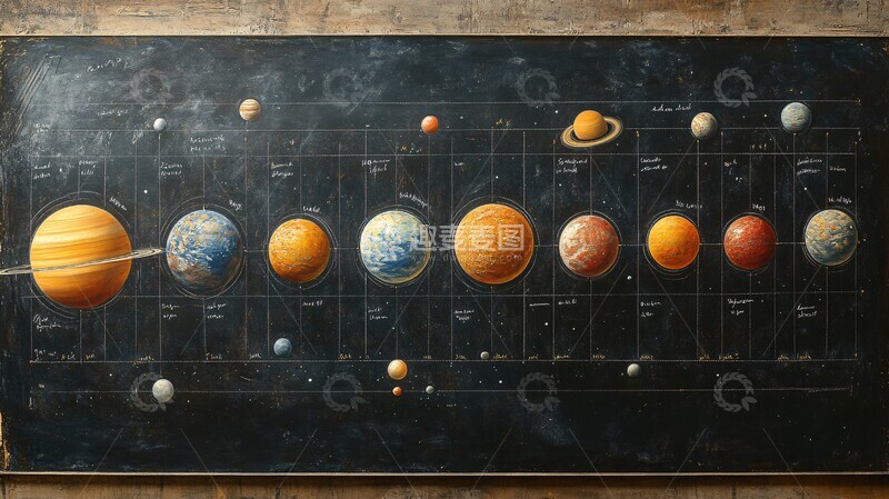 高清大图下载【趣麦麦图】行星绘于黑板3