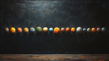 行星绘于黑板