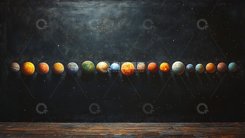 高清大图下载【趣麦麦图】行星绘于黑板