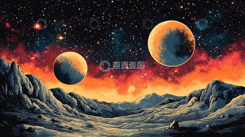 高清大图下载【趣麦麦图】三行星星际空间