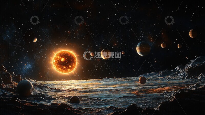 高清大图下载【趣麦麦图】太阳系行星排列3