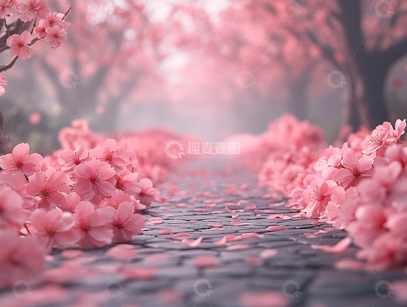 高清大图下载【趣麦麦图】铺满花瓣的路