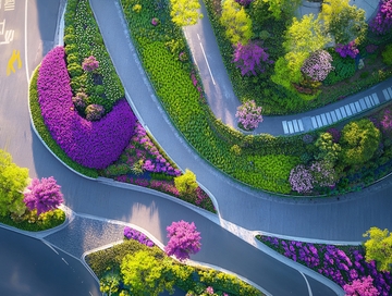 道路入口绿化鸟瞰