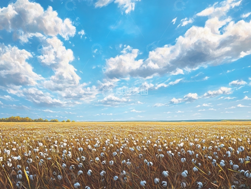 高清大图下载【趣麦麦图】淡云下的白色花海