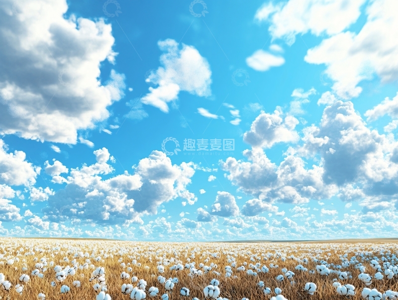 高清大图下载【趣麦麦图】花丛蓝天白云背景3