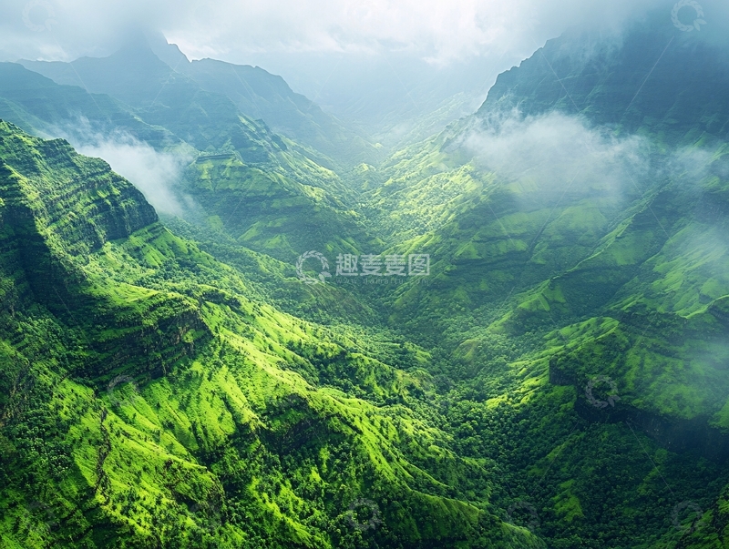 高清大图下载【趣麦麦图】绿色山岭风景图1