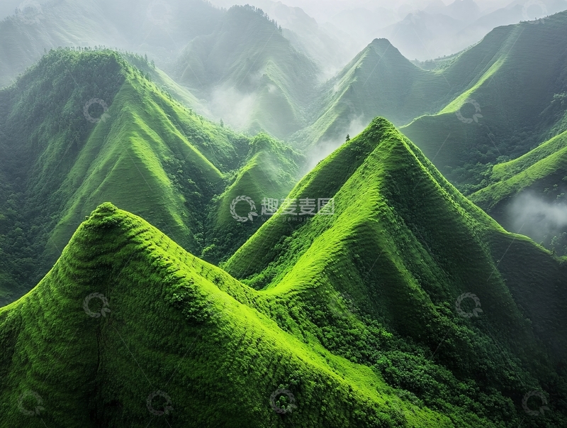 高清大图下载【趣麦麦图】绿色山岭风景图