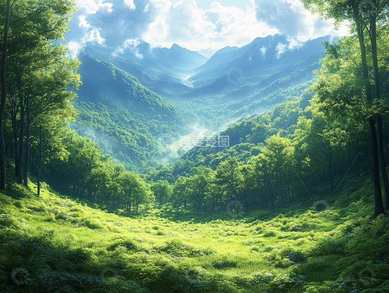 高清大图下载【趣麦麦图】绿色森林桌面2