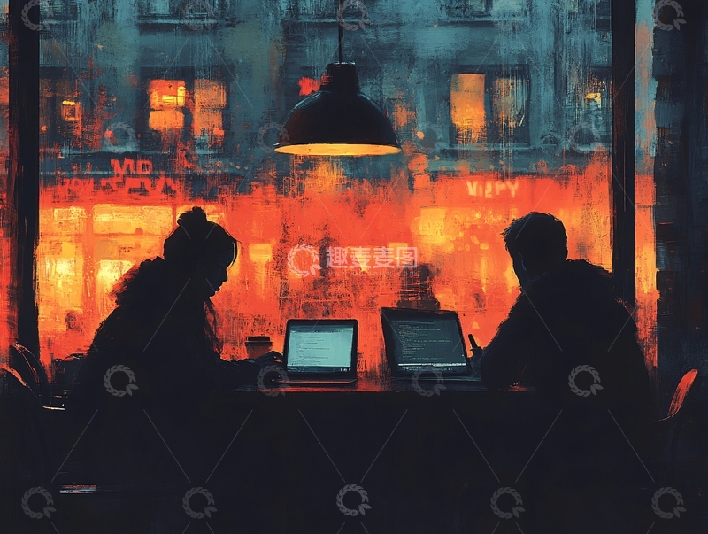 高清大图下载【趣麦麦图】双人插画