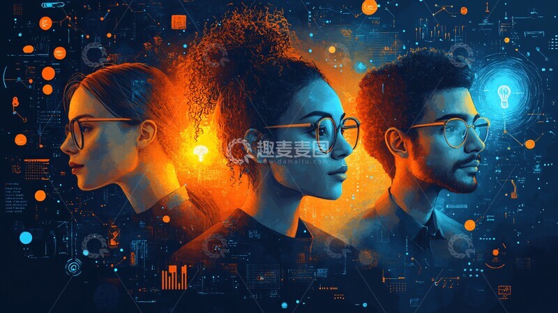 高清大图下载【趣麦麦图】人工智能团队协作1