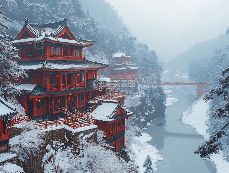 高清大图下载【趣麦麦图】楼阁飞雪2