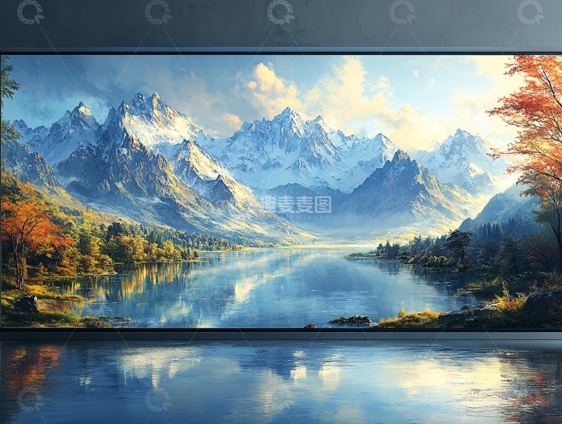 高清大图下载【趣麦麦图】壁画电脑画山脉高山1