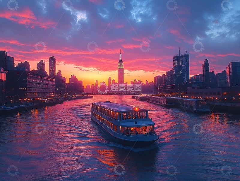 高清大图下载【趣麦麦图】火烧云外滩