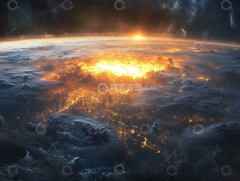 高清大图下载【趣麦麦图】地球银河系光线17