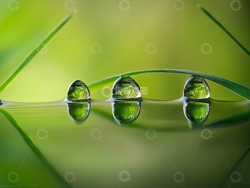 高清大图下载【趣麦麦图】绿色水珠壁纸7