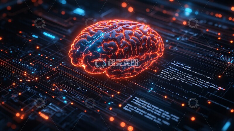 高清大图下载【趣麦麦图】人脑连接发光线路1