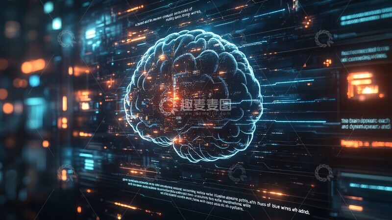 高清大图下载【趣麦麦图】人脑连接发光线路3