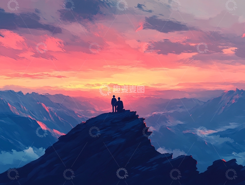 高清大图下载【趣麦麦图】看日出插画10