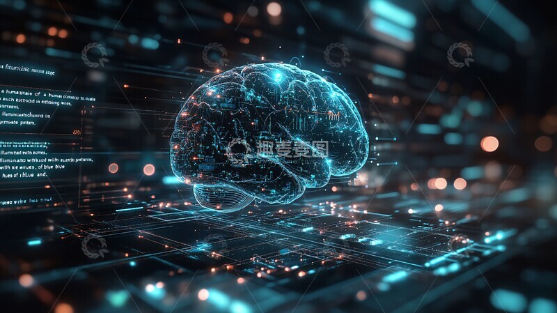 高清大图下载【趣麦麦图】人脑连接发光线路2