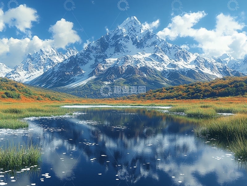 高清大图下载【趣麦麦图】雪山河流湿地草壁纸14