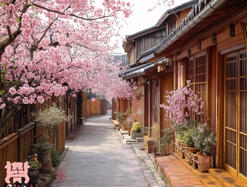 日本樱花庭院建筑3
