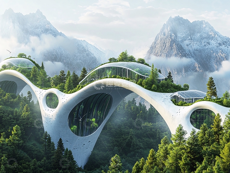 高清大图下载【趣麦麦图】云海森林城市9