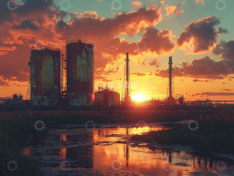 高清大图下载【趣麦麦图】湿地旁的火力发电站