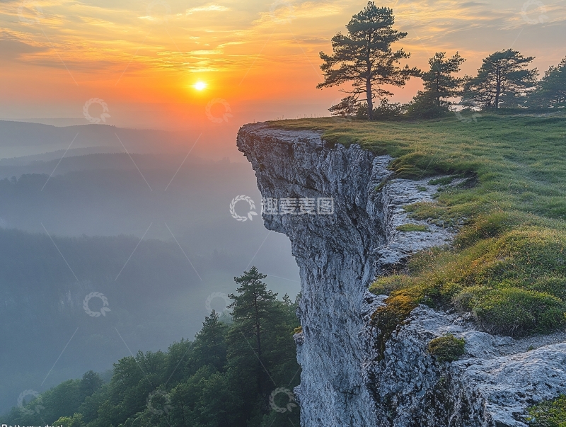 高清大图下载【趣麦麦图】傍晚悬崖峭壁