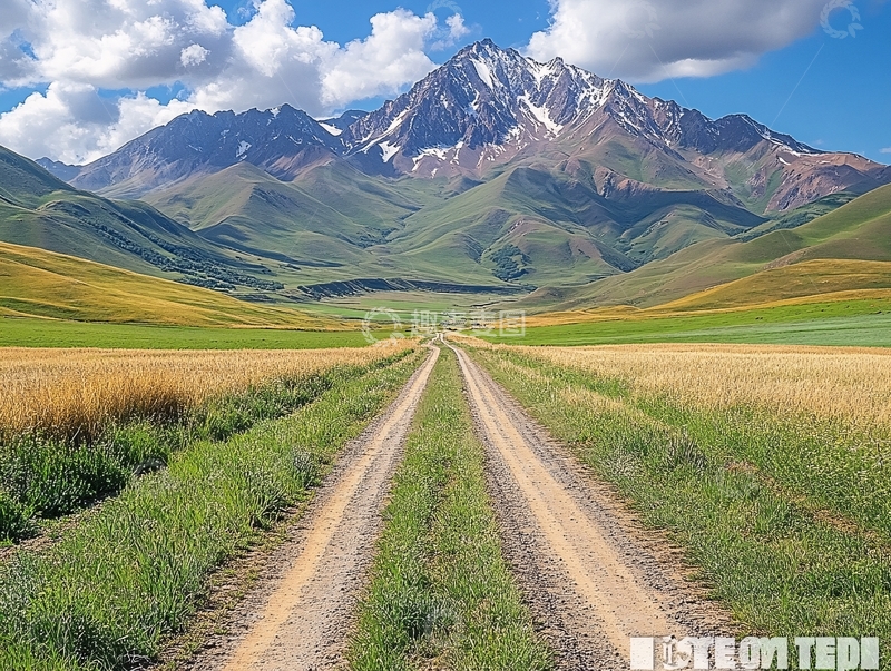 高清大图下载【趣麦麦图】山谷草原道路1
