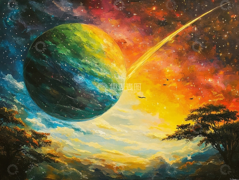 高清大图下载【趣麦麦图】星球装饰画