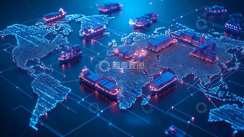 高清大图下载【趣麦麦图】全球物流网络图1