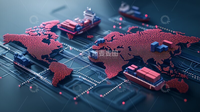 高清大图下载【趣麦麦图】全球物流网络图