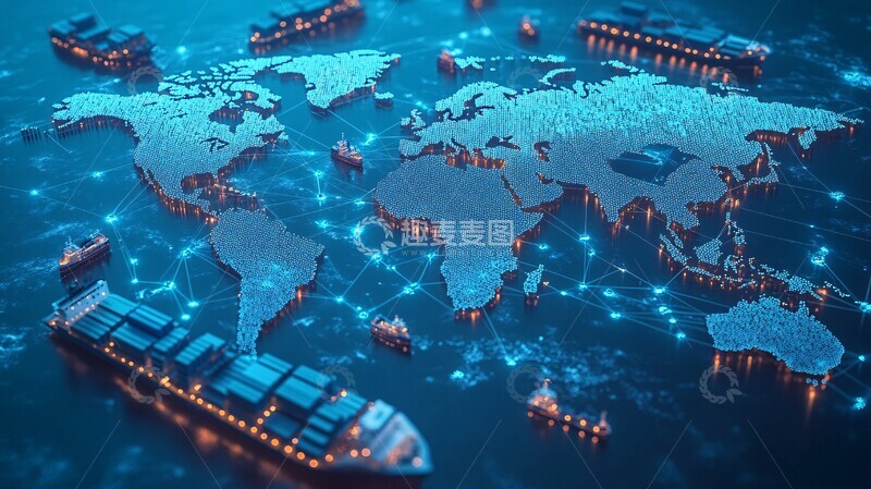 高清大图下载【趣麦麦图】全球物流网络图2