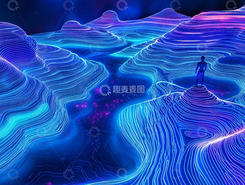高清大图下载【趣麦麦图】彩色线条山水背景1