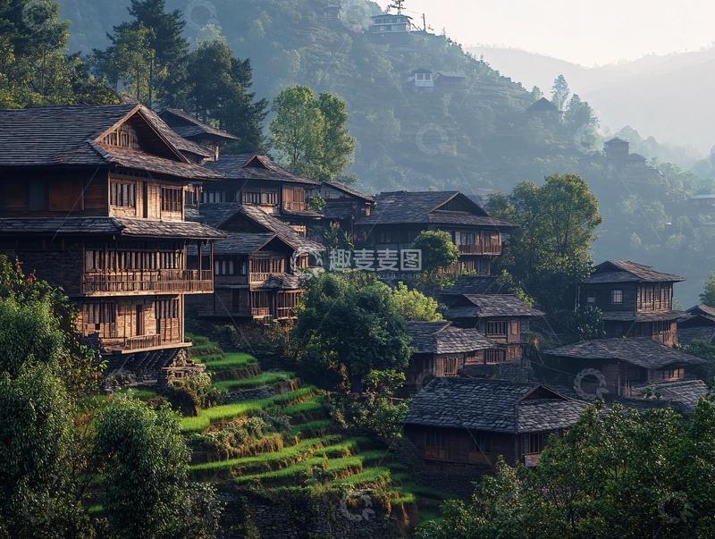 高清大图下载【趣麦麦图】广西龙胜梯田村寨2