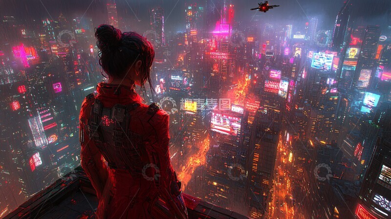 高清大图下载【趣麦麦图】未来都市与女战士2