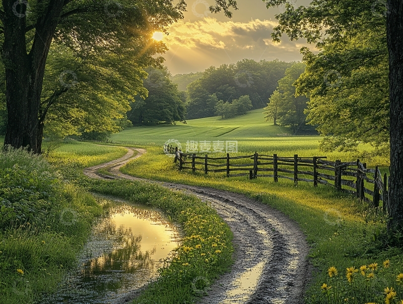 高清大图下载【趣麦麦图】绿茵小道山水2