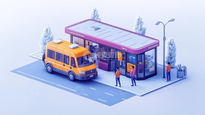 高清大图下载【趣麦麦图】保险车停靠站人群1