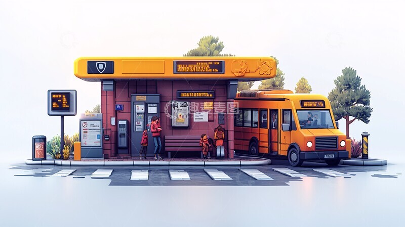 高清大图下载【趣麦麦图】保险车停靠站人群