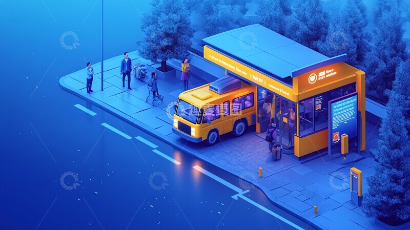 高清大图下载【趣麦麦图】保险车停靠站人群3