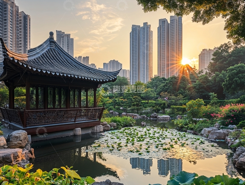 高清大图下载【趣麦麦图】园林双亭