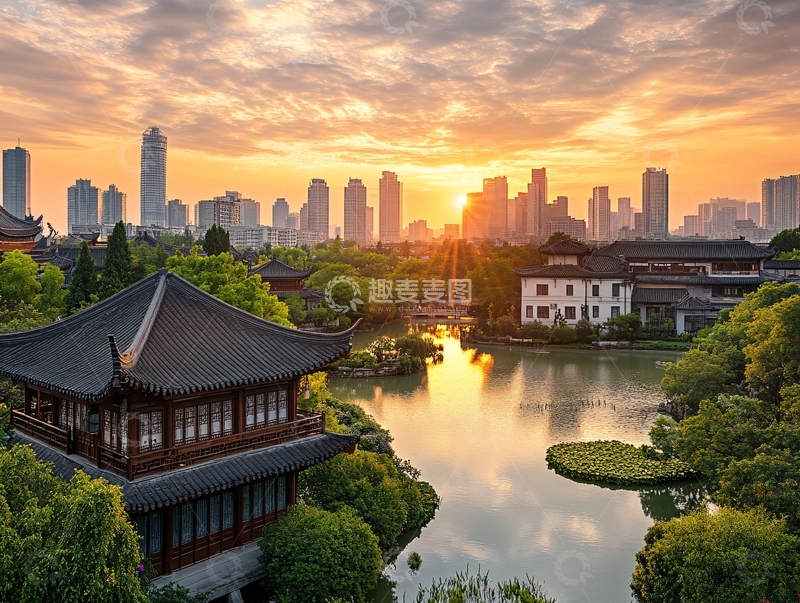 高清大图下载【趣麦麦图】琴台晚霞