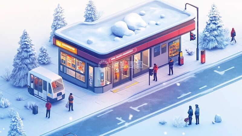 高清大图下载【趣麦麦图】保险车停靠站人群2