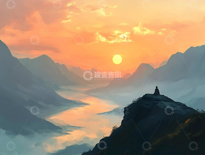 高清大图下载【趣麦麦图】看日出插画11