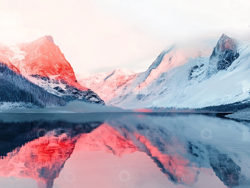 高清大图下载【趣麦麦图】云雾缭绕雪山倒影2