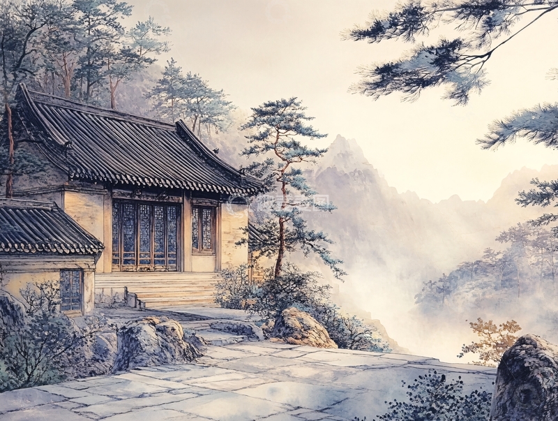 高清大图下载【趣麦麦图】天界晓钟风景插画28