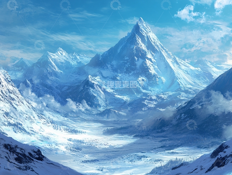 高清大图下载【趣麦麦图】雪山原画74