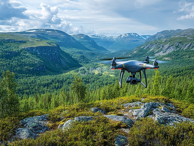 高清大图下载【趣麦麦图】原始森林无人飞行器2