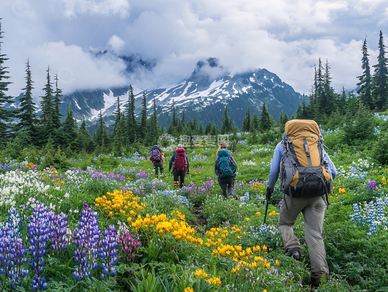 高清大图下载【趣麦麦图】户外徒步看花海